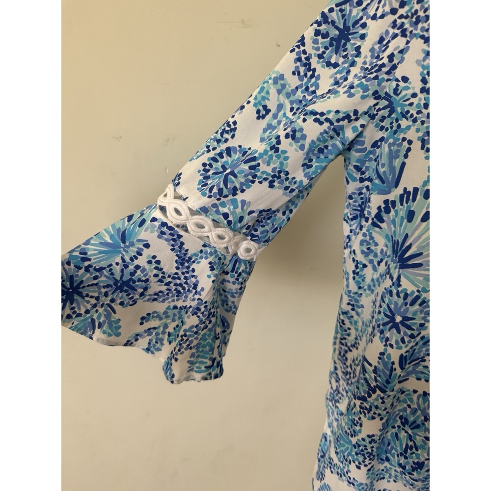 Lilly Pulitzer Hollie Tunic Blouse Womens Medium Blue - Picture 7 of 11